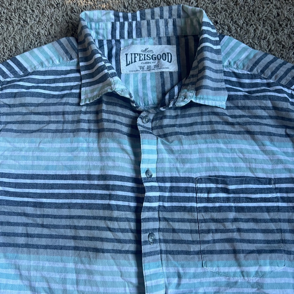Life Is Good Mens Flannel Shirt XL Stripes Long Sleeve